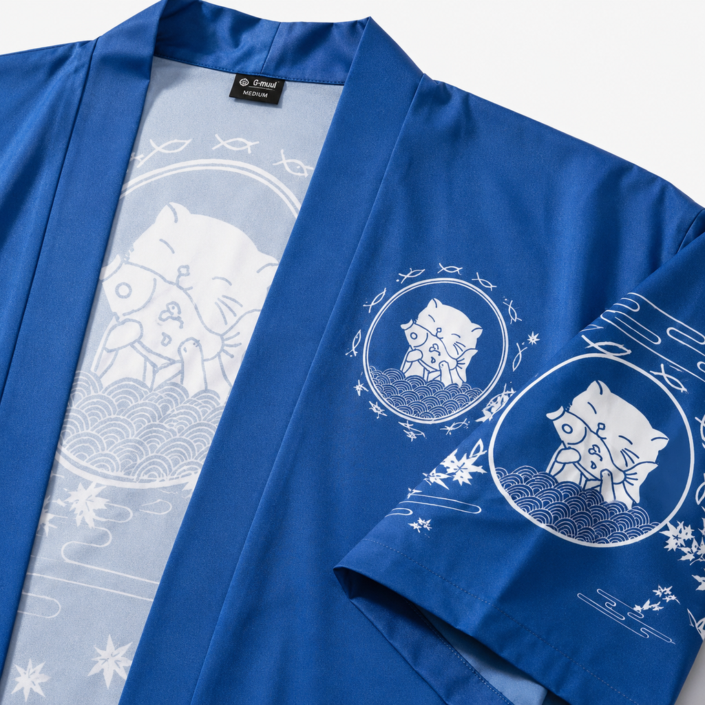 Kimono Homme Japonais Bleu Court | Hayate
