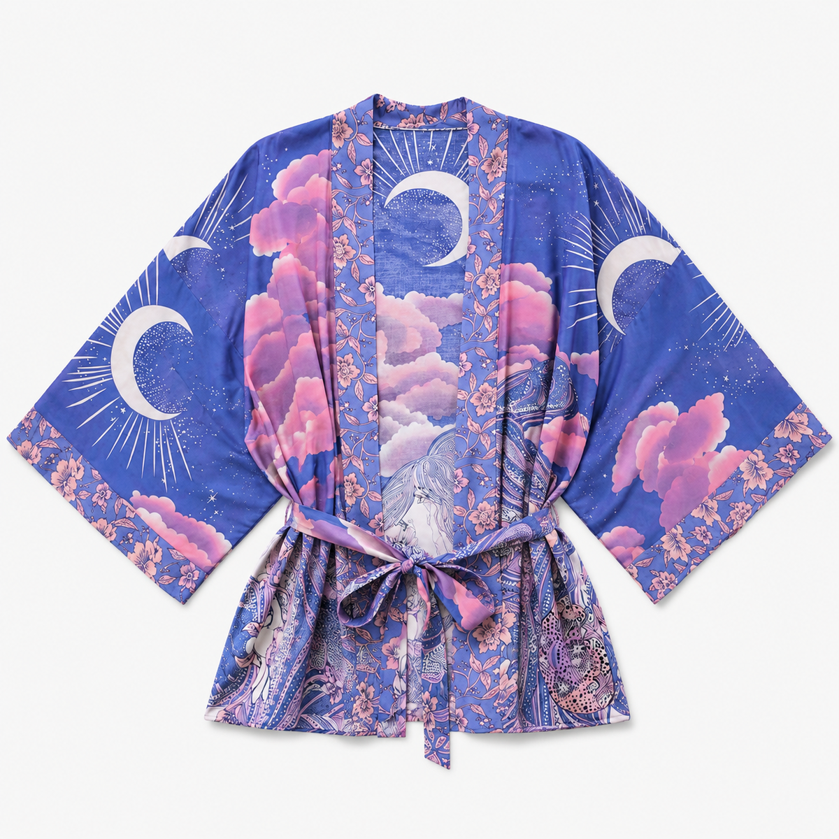 Kimono Court Femme Bleu Nuit Coton Japonais | Tsukiko