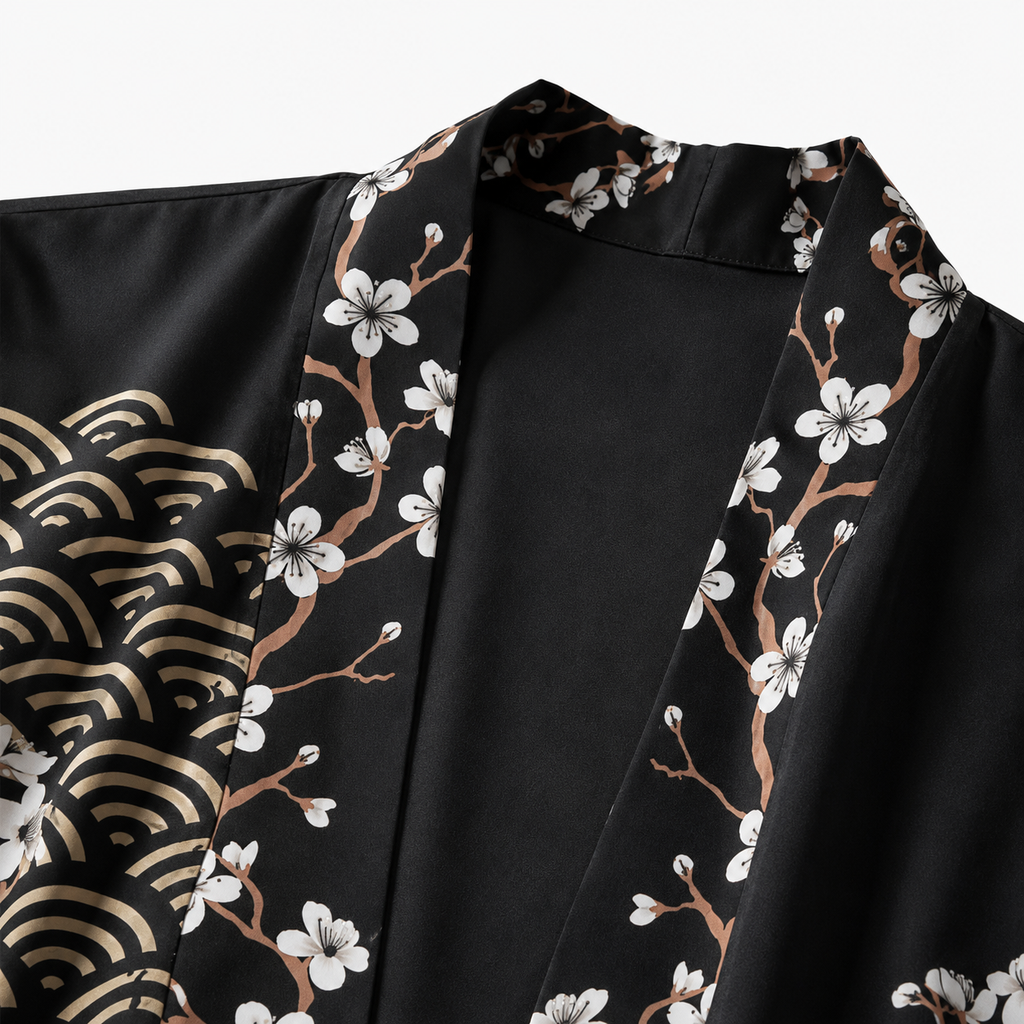 Kimono Homme Japonais Noir Streetwear Court | Kurogami