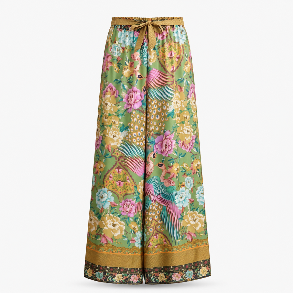 Pantalon Large Femme Fleuri Olive | Hanaka