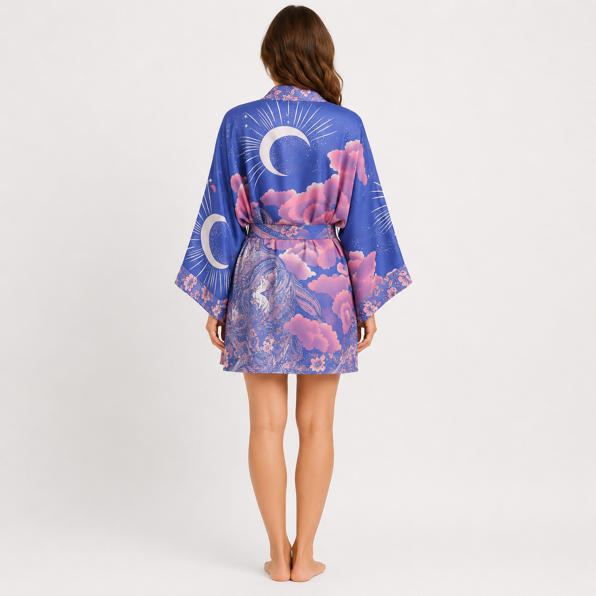 Kimono Court Femme Bleu Nuit Coton Japonais | Tsukiko