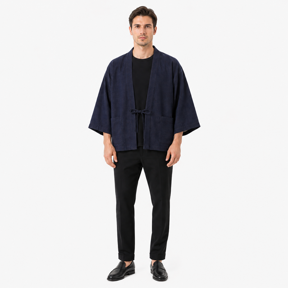 Veste Kimono Mixte Denim Réversible Bleu | Kaizen