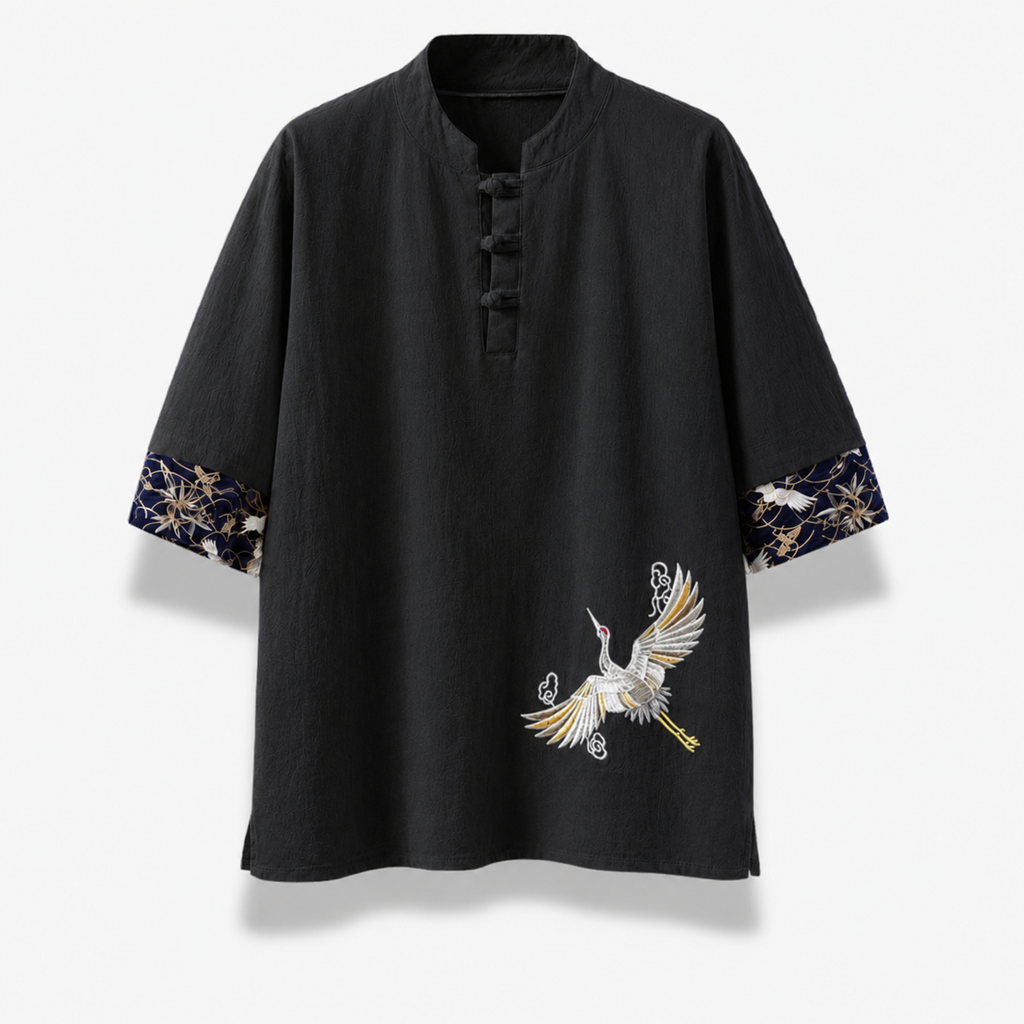 Chemise Kimono Homme Japonaise Blanc | Ryūsei