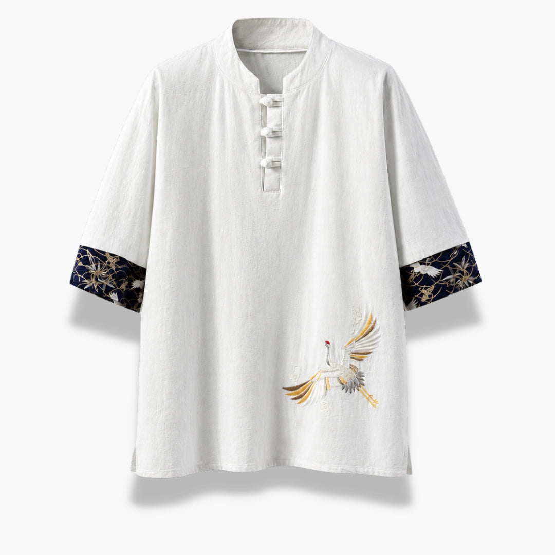 Chemise Kimono Homme Japonaise Blanc | Ryūsei