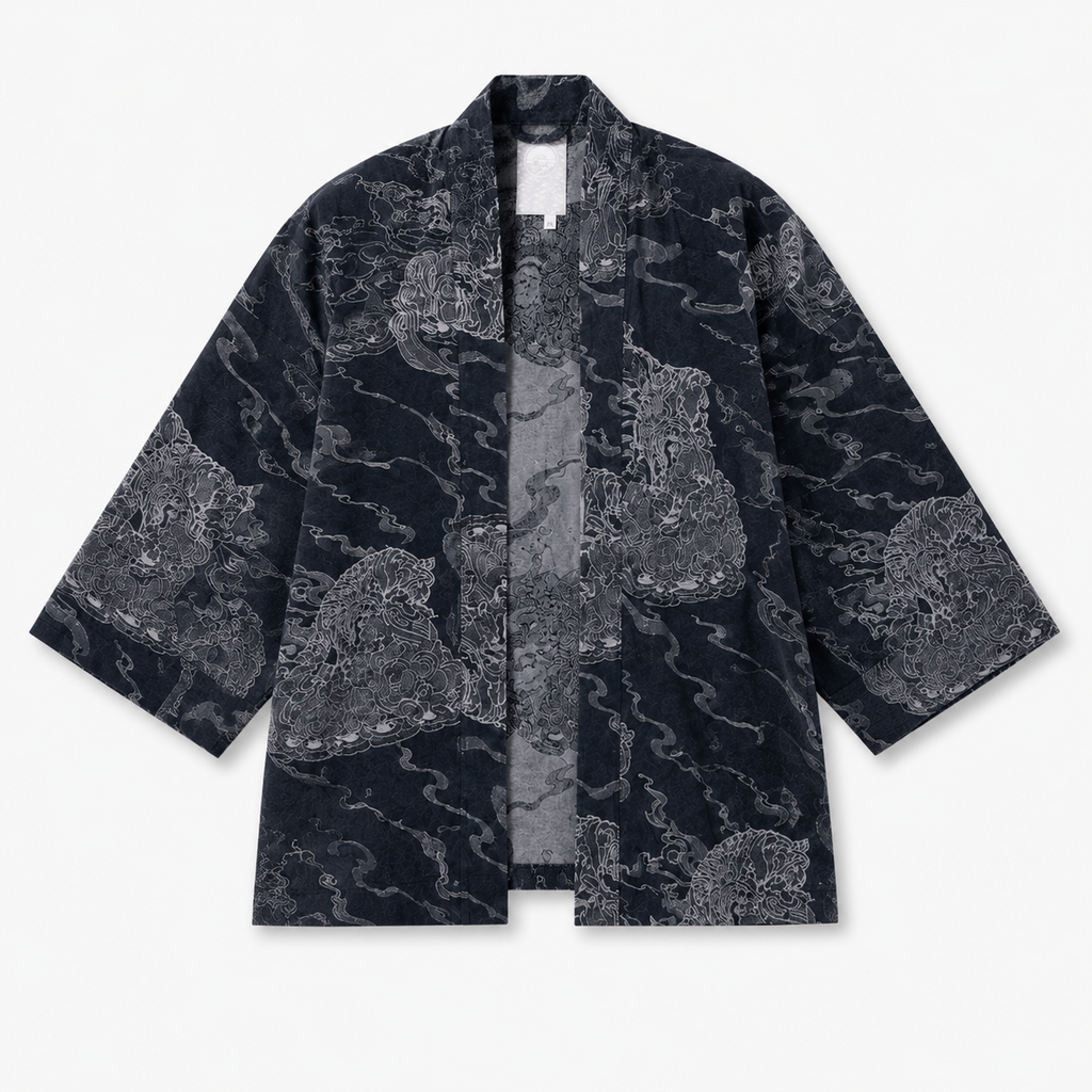 Haori Homme Bleu nuit Japonais Court | Ryūsei