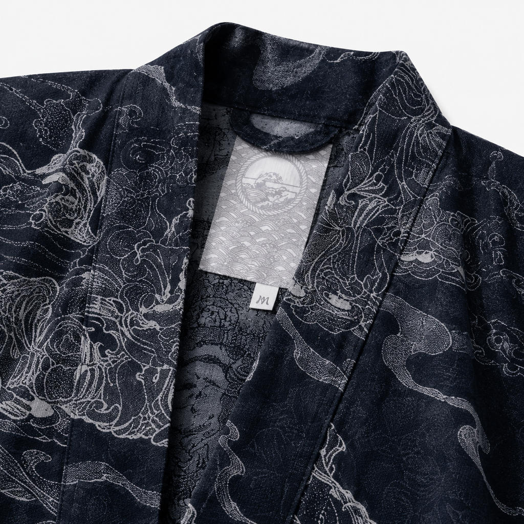 Haori Homme Bleu nuit Japonais Court | Ryūsei