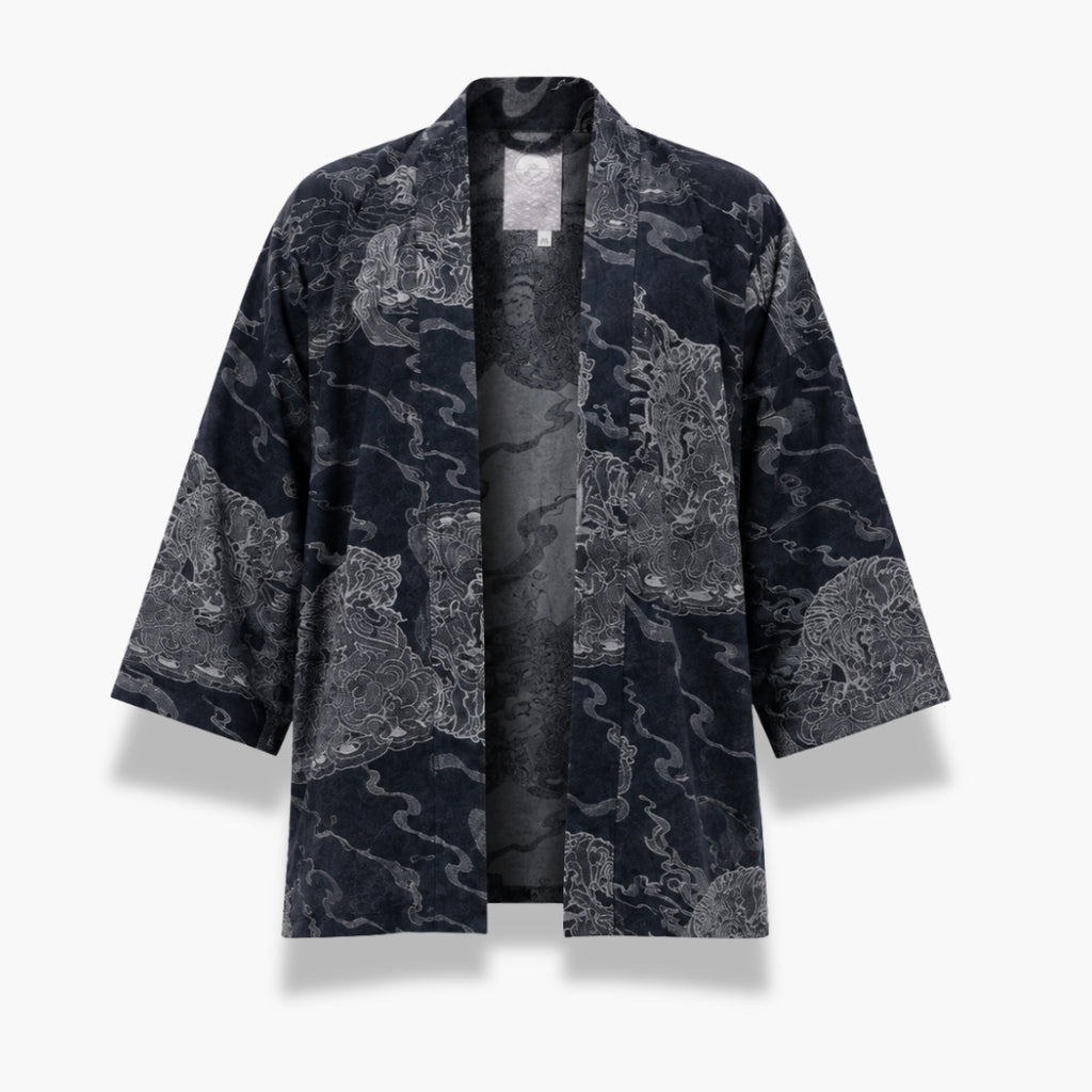 Haori Homme Bleu nuit Japonais Court | Ryūsei