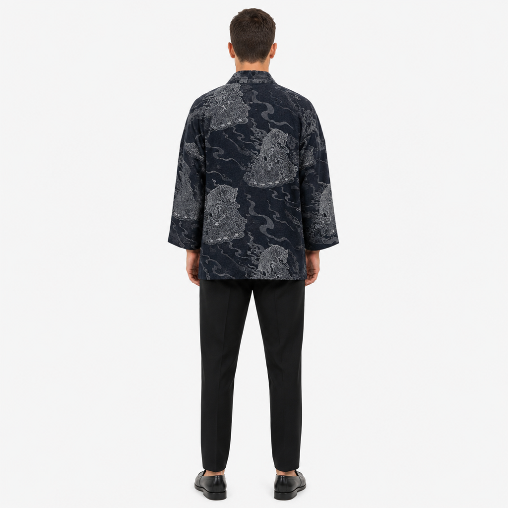 Haori Homme Bleu nuit Japonais Court | Ryūsei