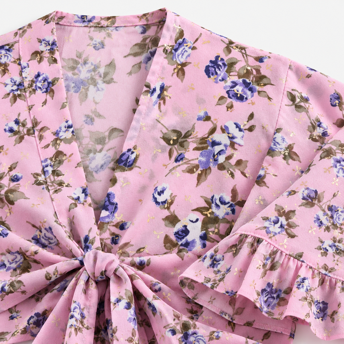 Kimono Court Femme Rose Fleuri Cache-Cœur | Asuka
