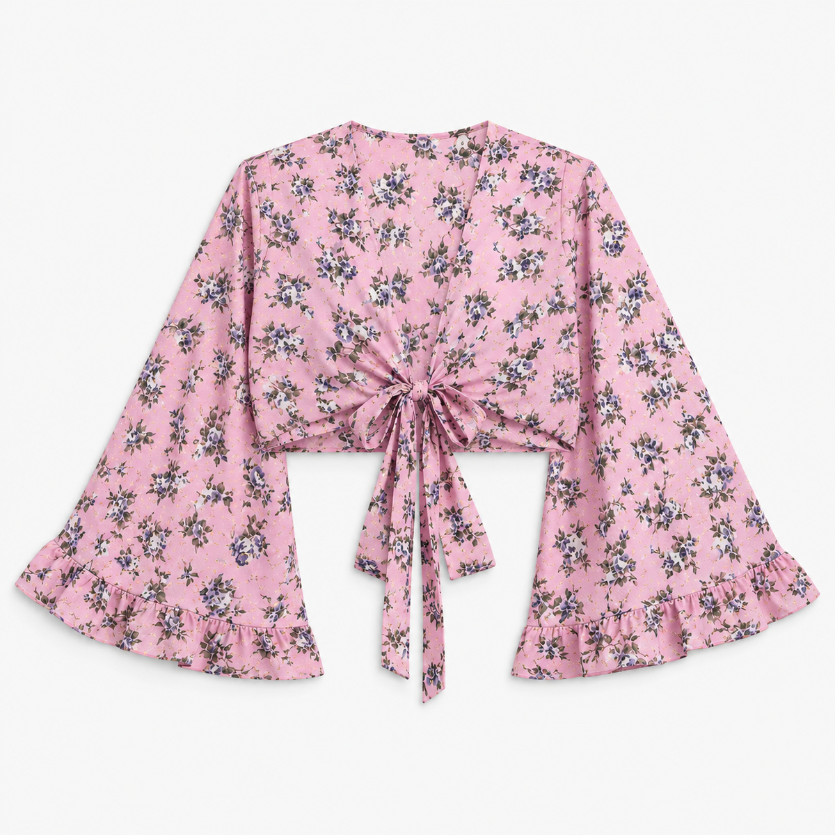 Kimono Court Femme Rose Fleuri Cache-Cœur | Asuka
