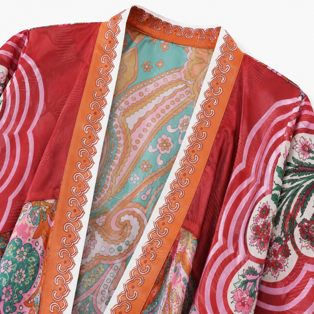 Kimono Court Femme Rouge Bohème Cache-Cœur | Momiji