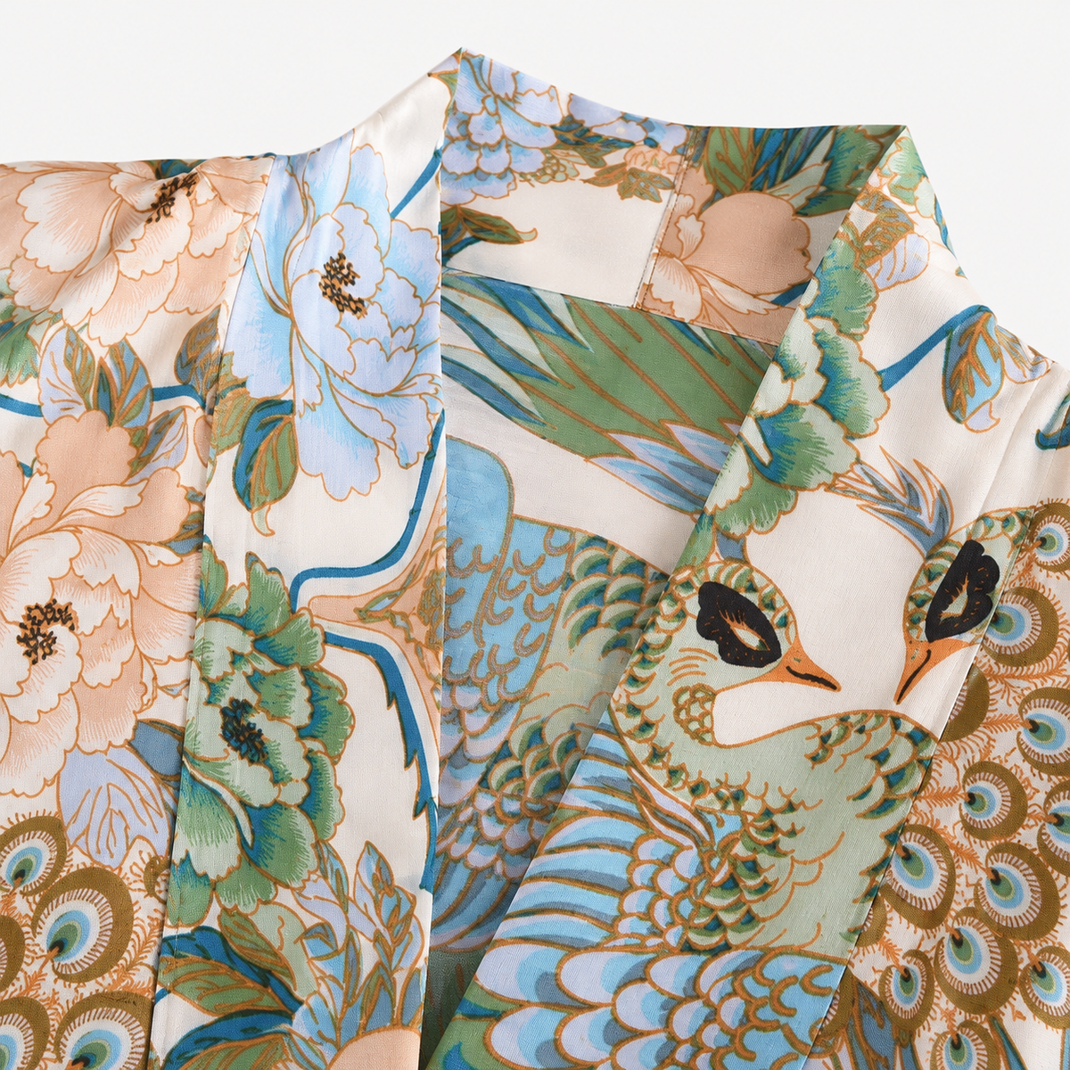 Kimono Femme Cache-cœur Fleuri Blanc Court | Botan