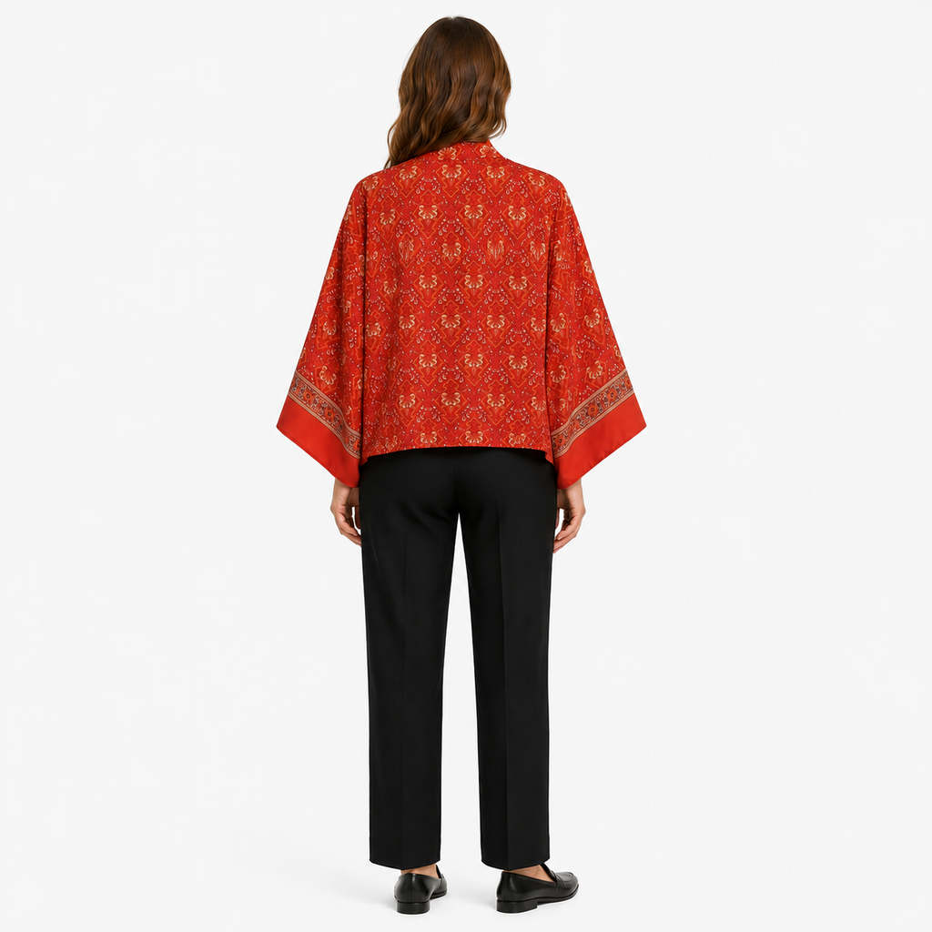 Kimono Femme Cache-cœur Rouge Court | Momoka