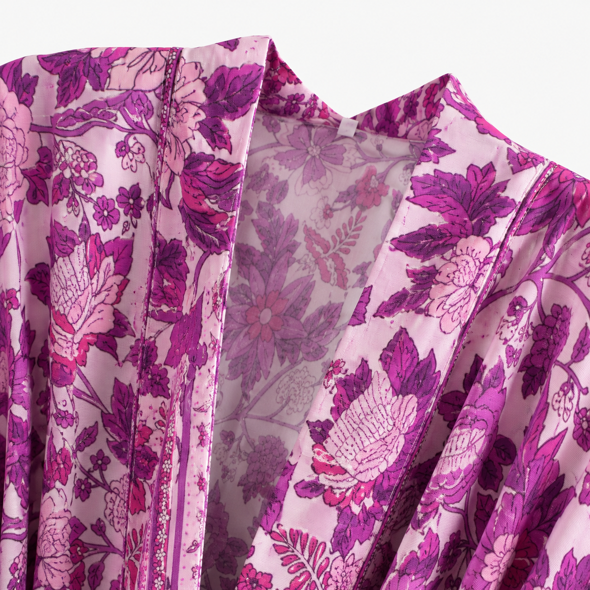 Kimono Femme Court Fleuri Violet Orchidée | Shizuka