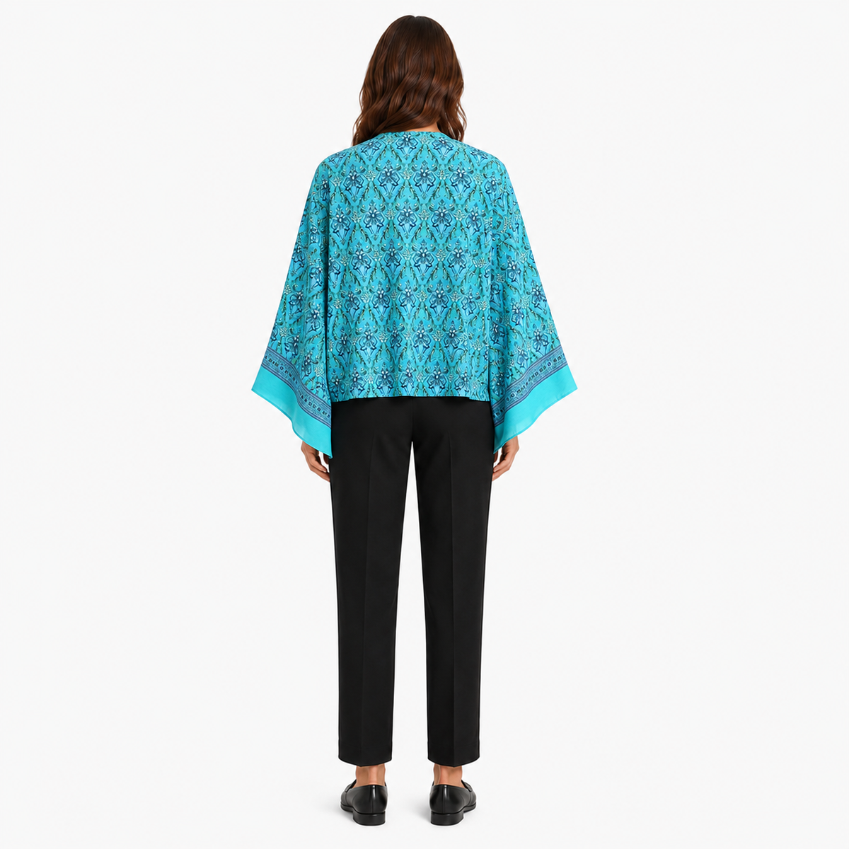 Kimono Femme Court Turquoise Cache-Cœur | Mizore