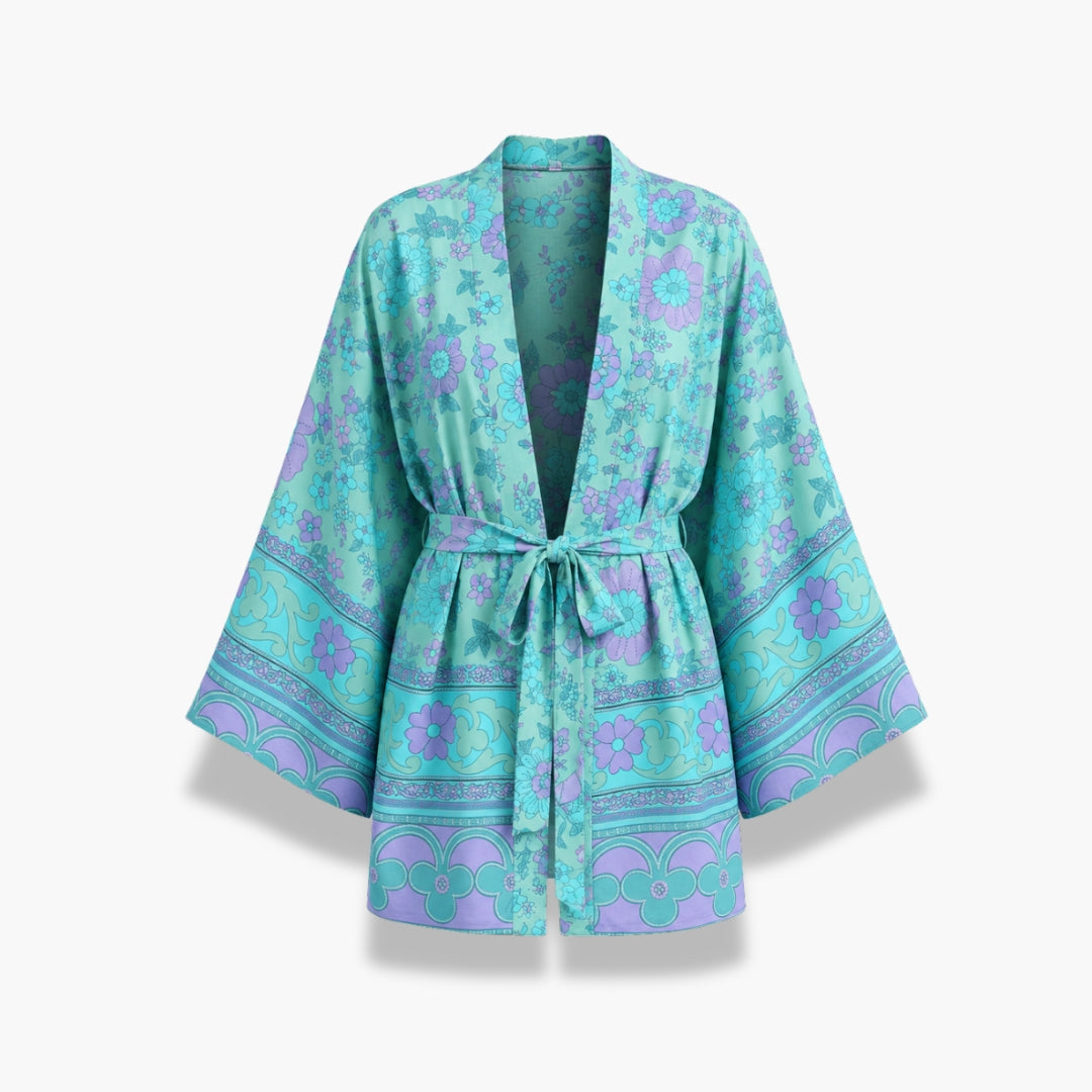 Kimono Femme Court Turquoise Japonais | Mizuki