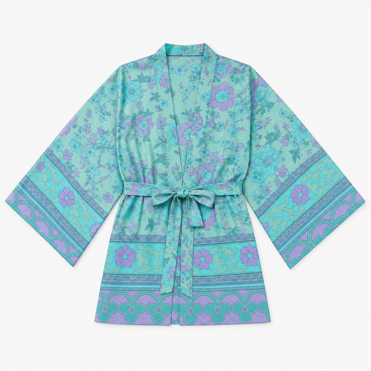 Kimono Femme Court Turquoise Japonais | Mizuki