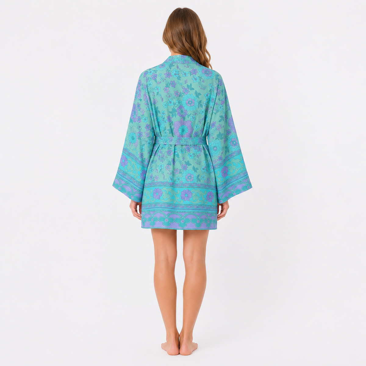 Kimono Femme Court Turquoise Japonais | Mizuki