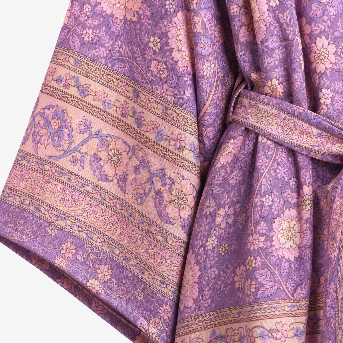 Kimono Femme Fleuri Lilas Court | Hanami