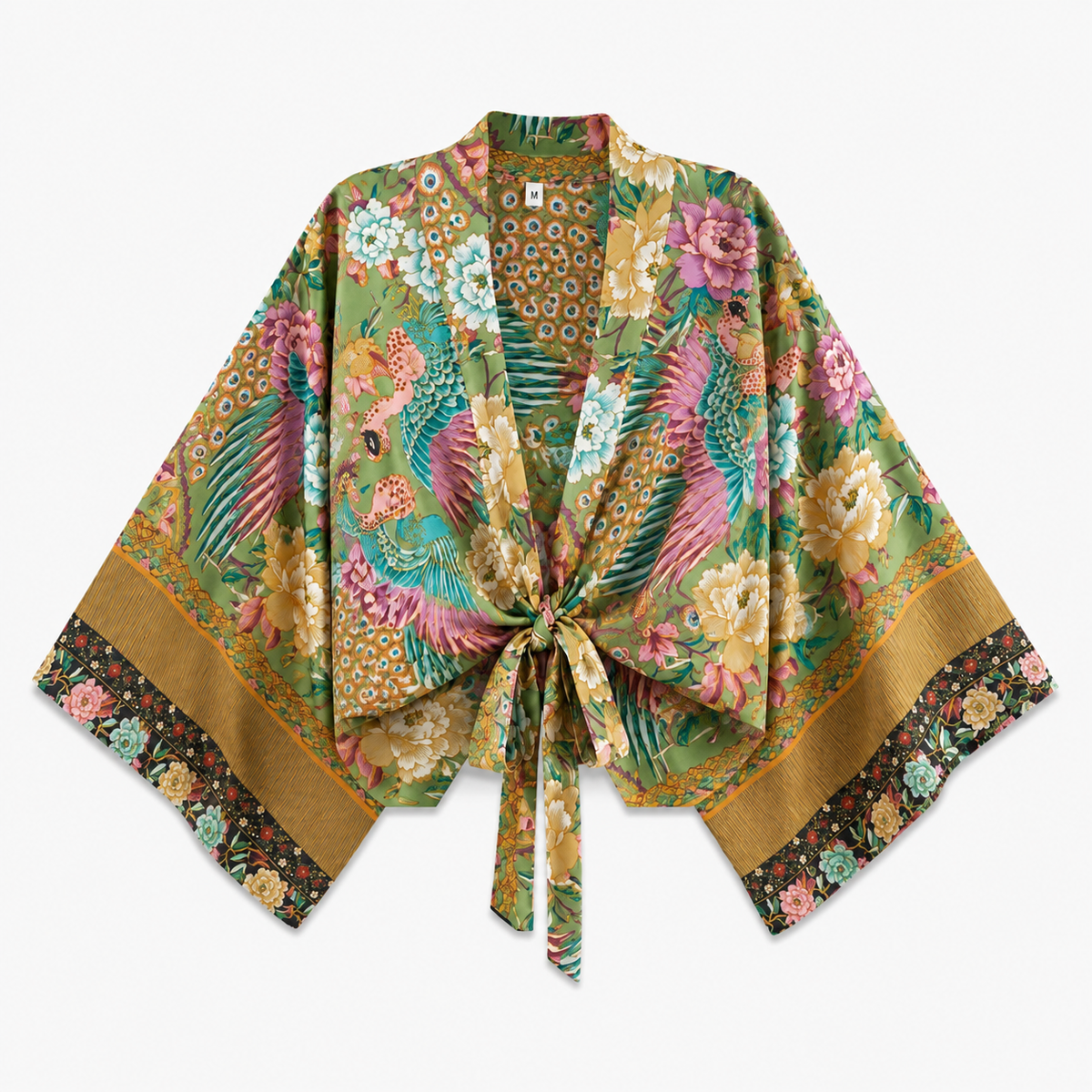 Kimono Femme Fleuri Olive Clair Court | Ayano