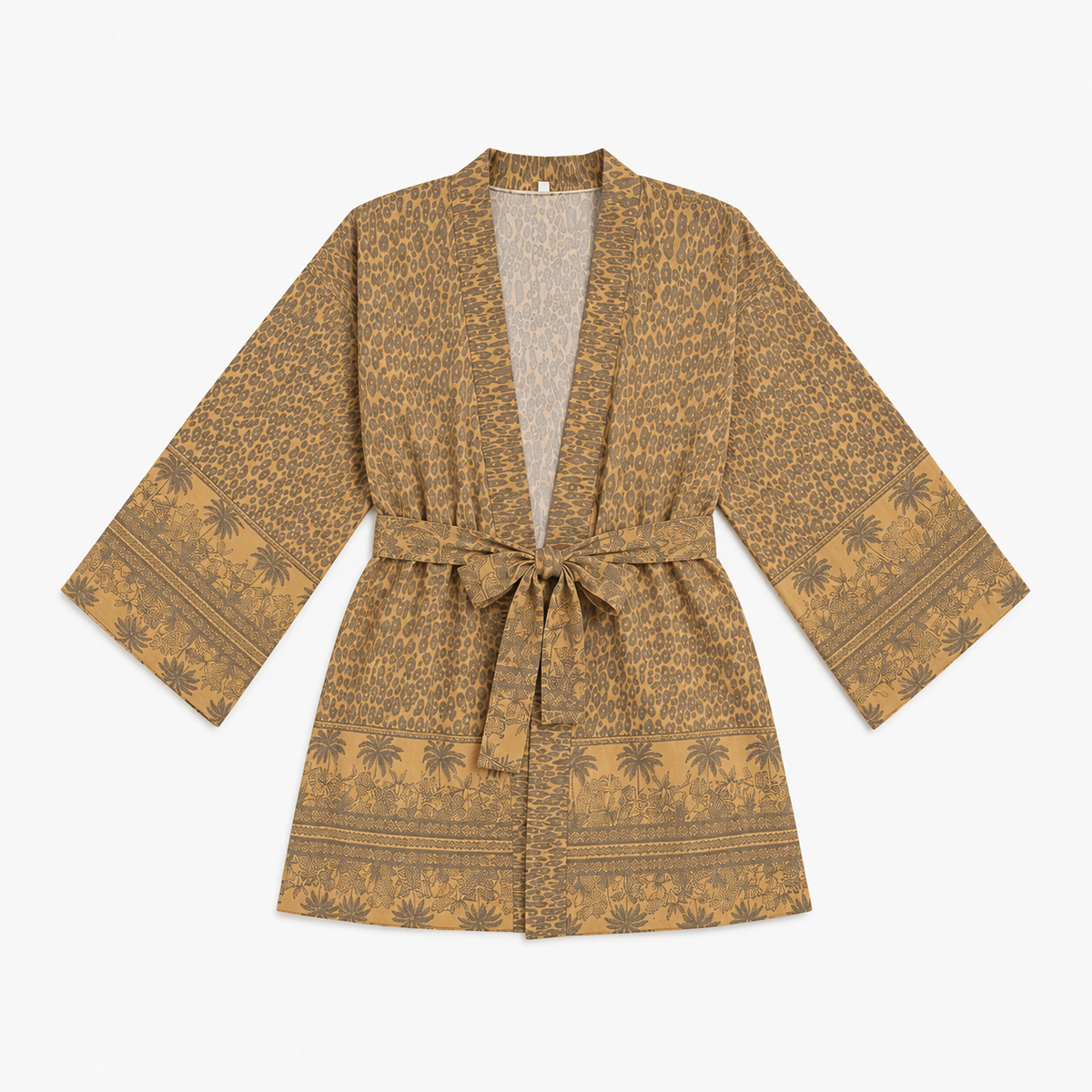 Kimono Femme Court Léopard Ocre | Kohana