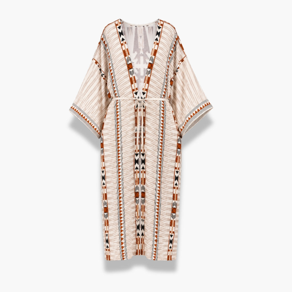Kimono Femme Long Beige Bohème | Kasumi