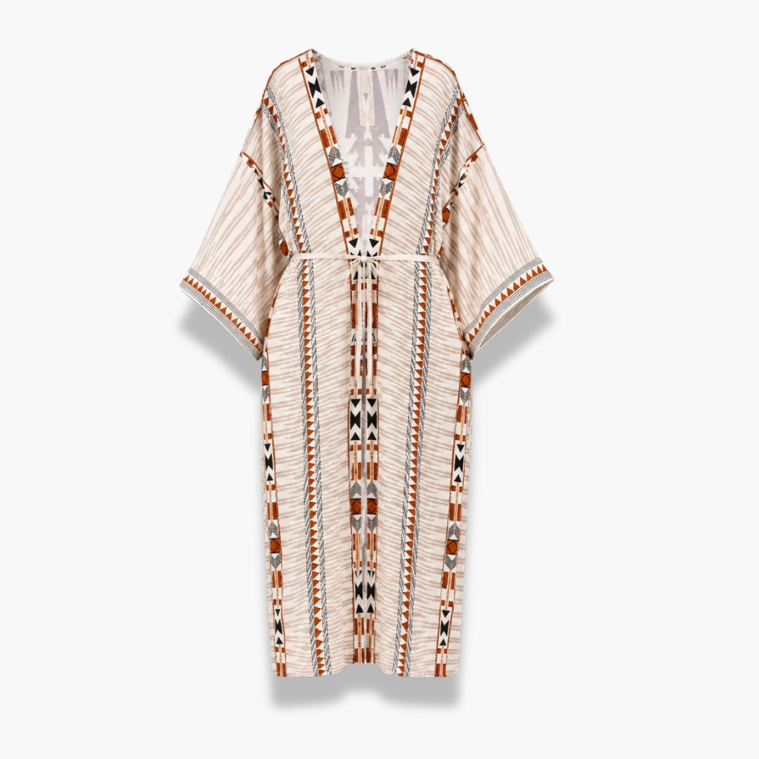 Kimono Femme Long Beige Bohème | Kasumi