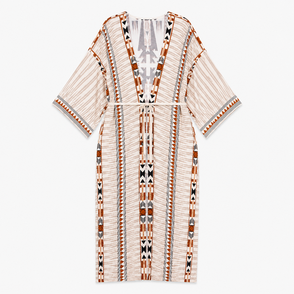 Kimono Femme Long Beige Bohème | Kasumi