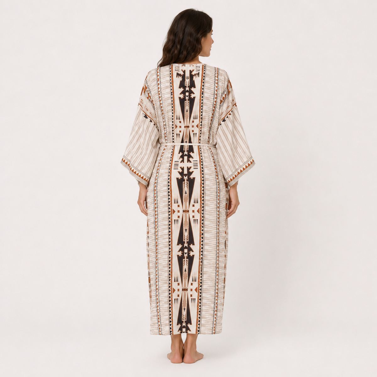 Kimono Femme Long Beige Bohème | Kasumi
