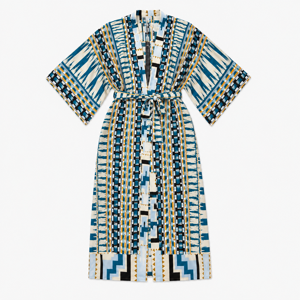 Kimono Femme Long Bohème Bleu Sarcelle | Mizore