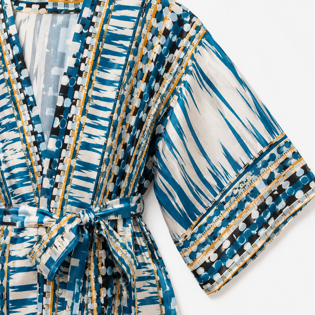 Kimono Femme Long Bohème Bleu Sarcelle | Mizore