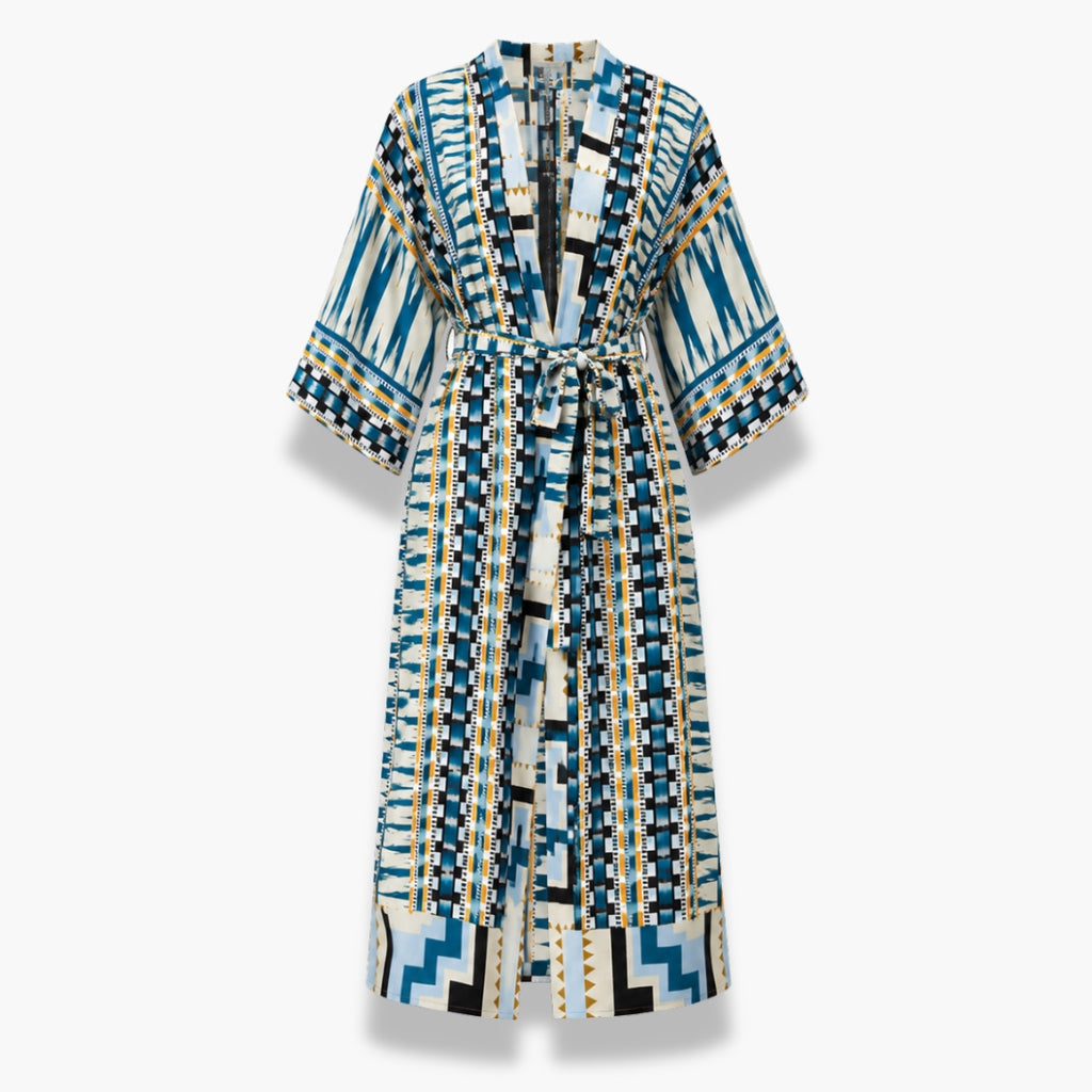 Kimono Femme Long Bohème Bleu Sarcelle | Mizore