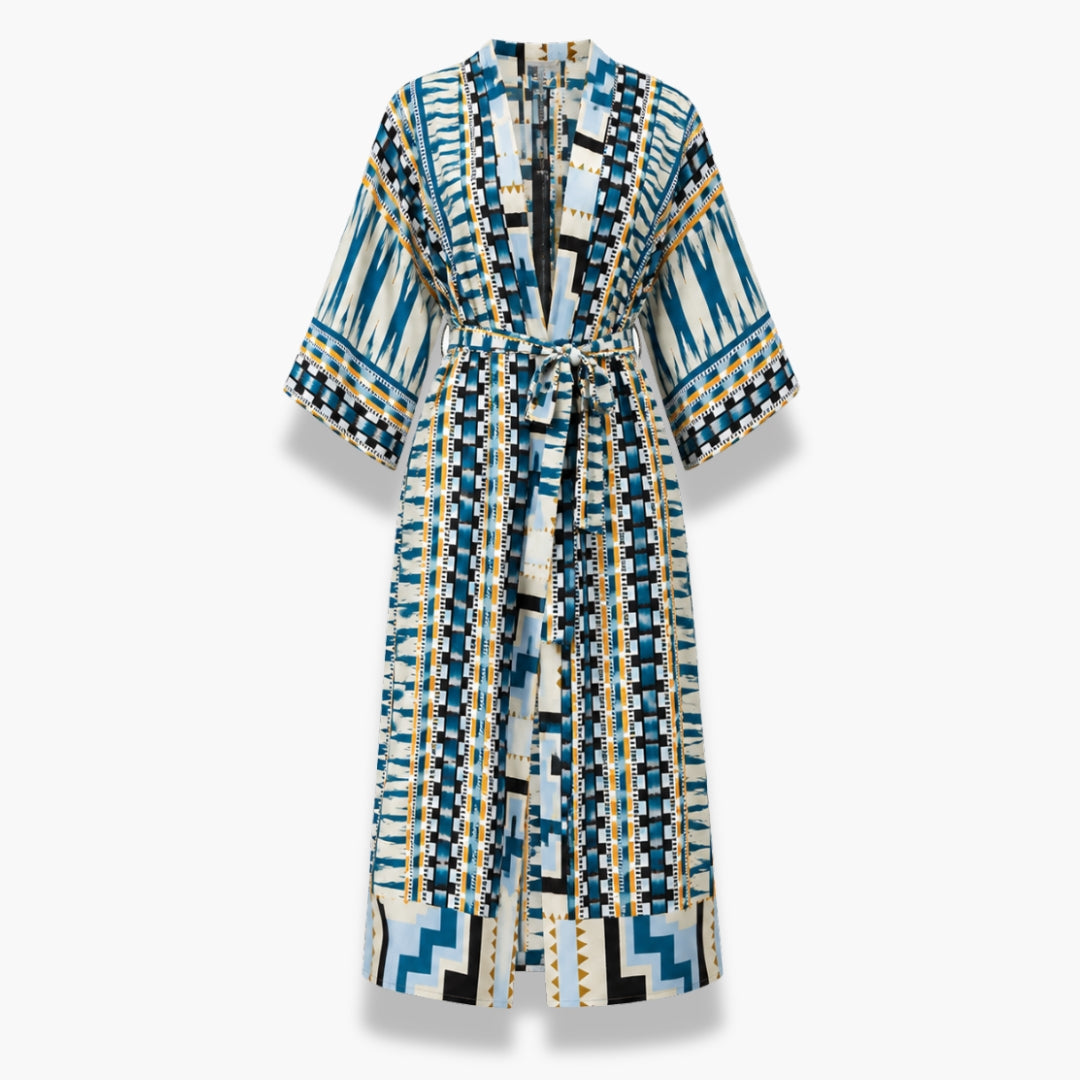 Kimono Femme Long Bohème Bleu Sarcelle | Mizore