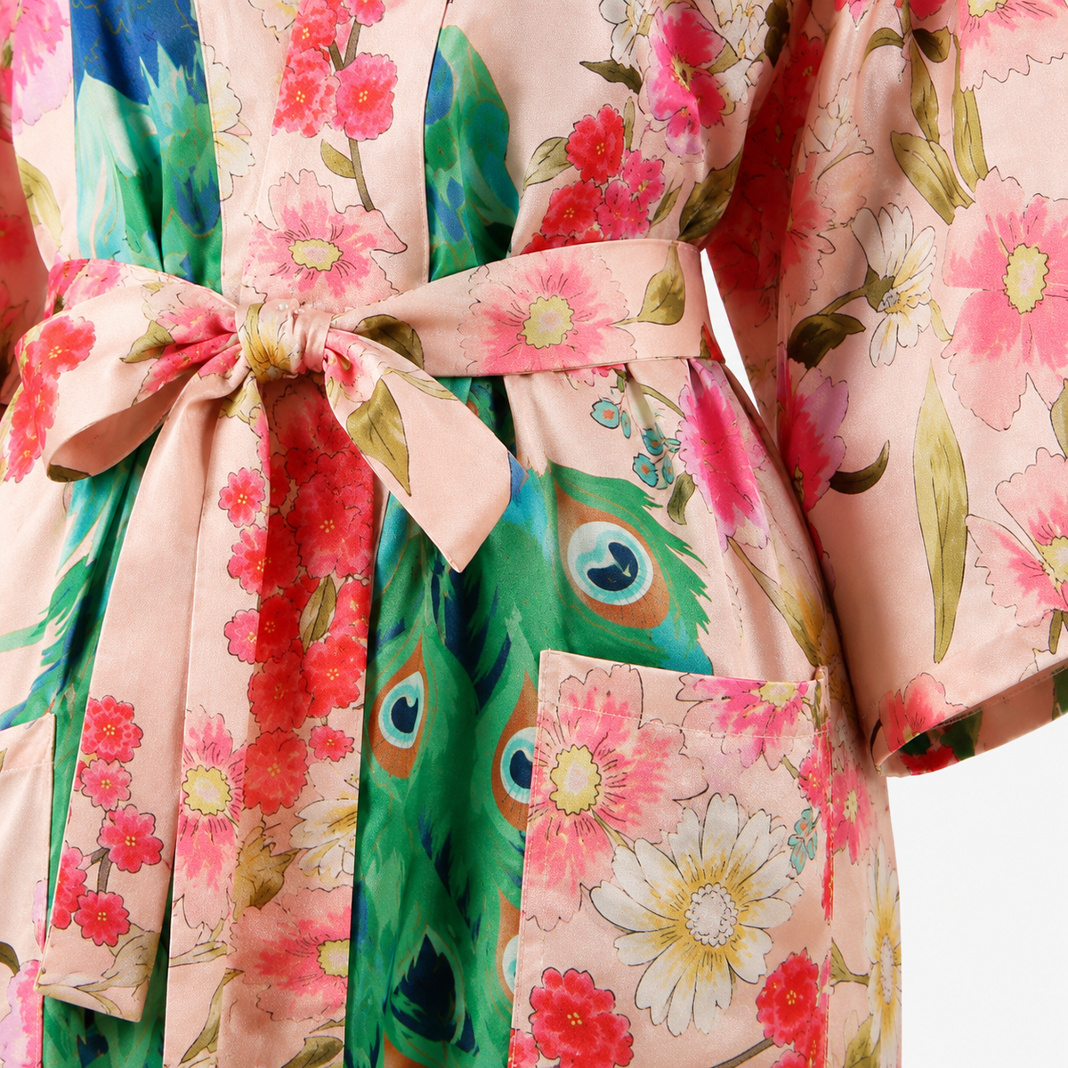 Kimono Femme Long Fleuri Rose Nuancé | Tsubame