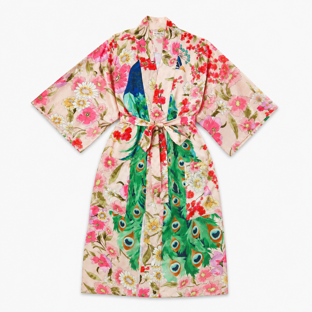 Kimono Femme Long Fleuri Rose Nuancé | Tsubame