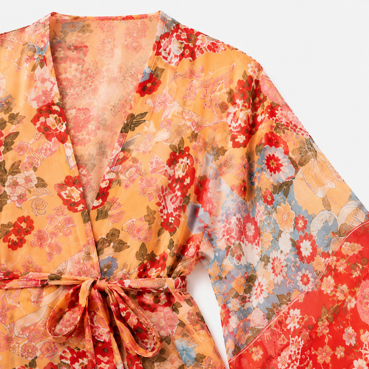 Kimono Femme Long Fleuri Terracotta Plage | Akane
