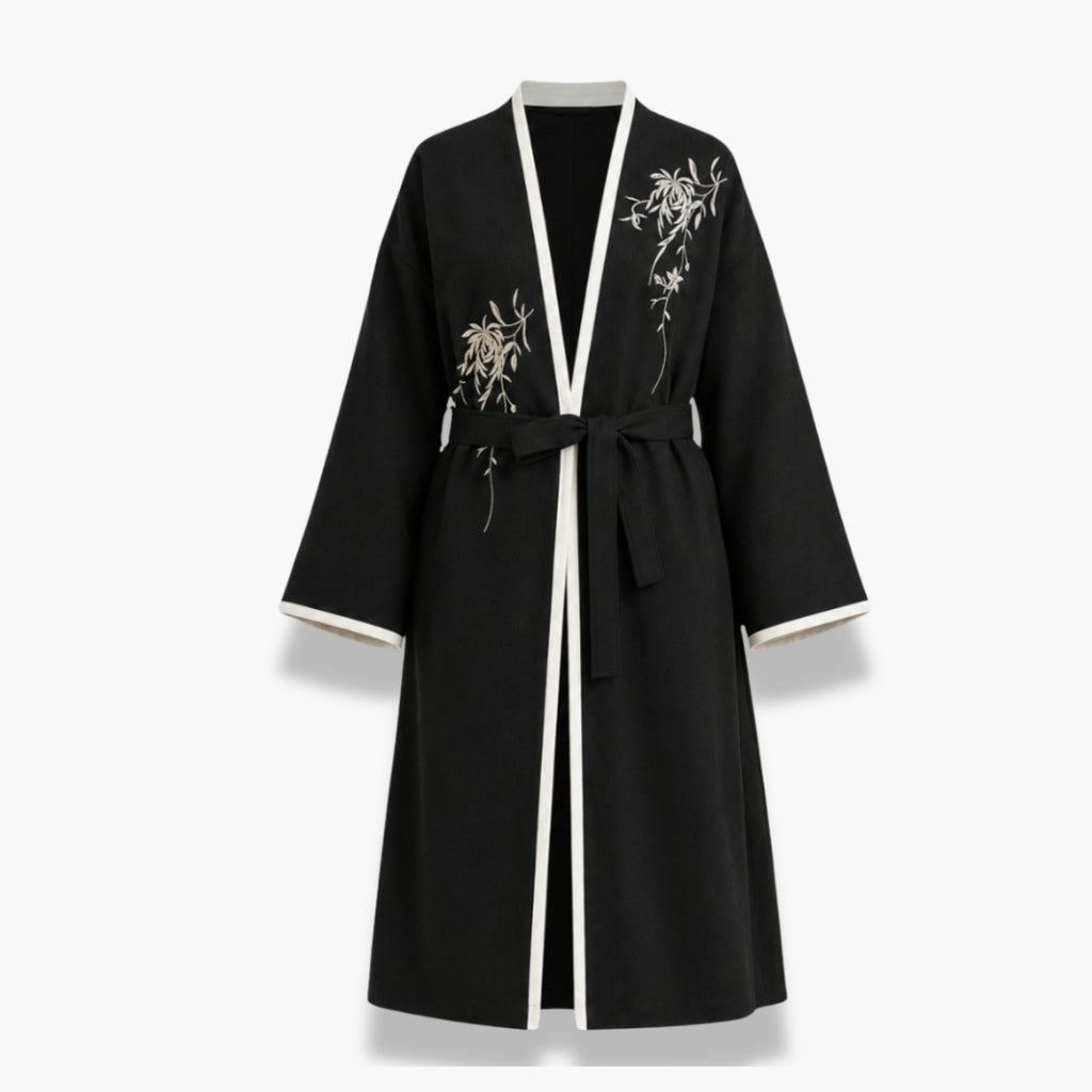 Kimono Femme Long Noir Japonais | Kasumi
