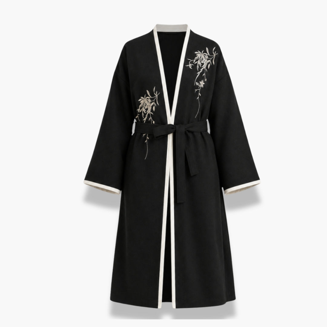 Kimono Femme Long Noir Japonais | Kasumi