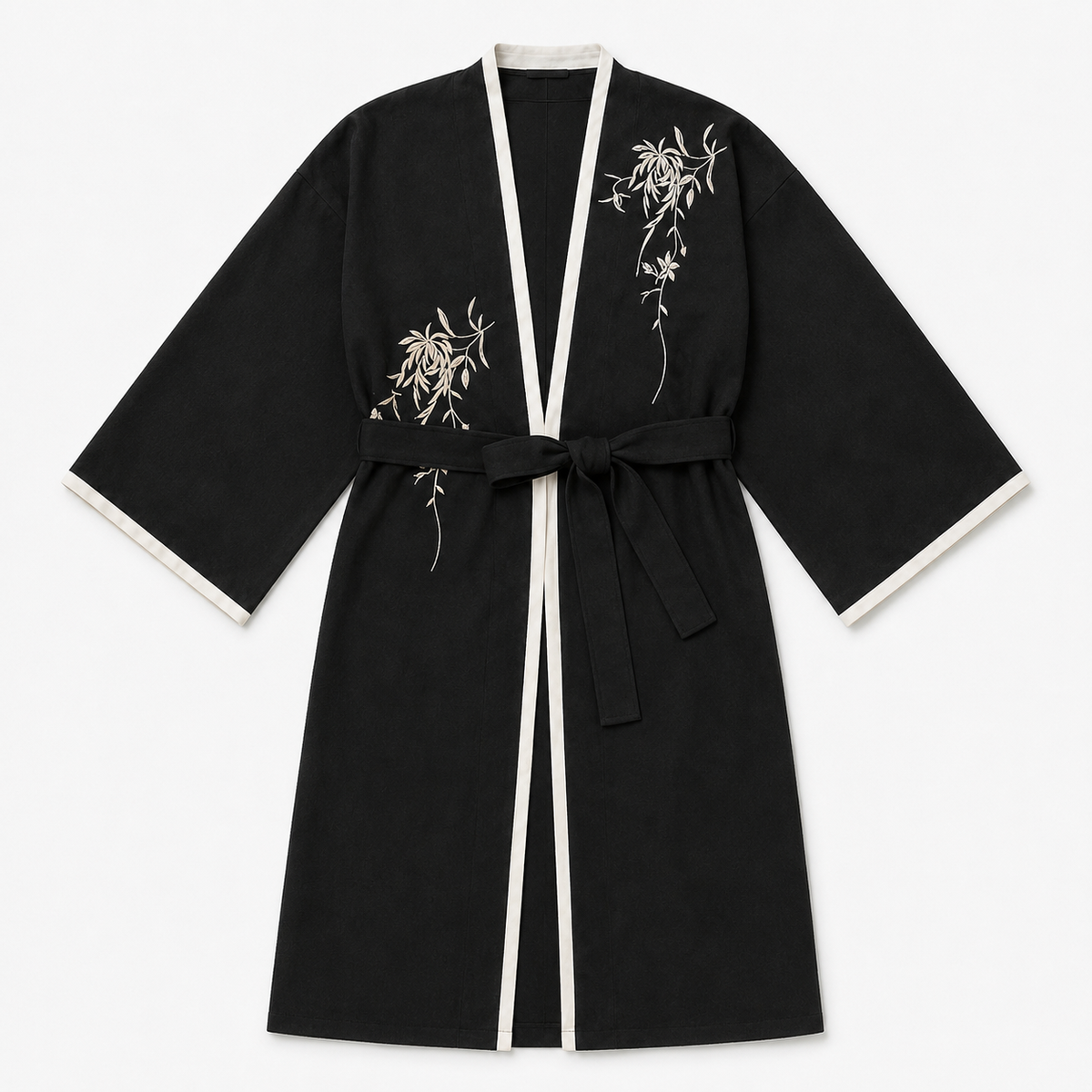 Kimono Femme Long Noir Japonais | Kasumi