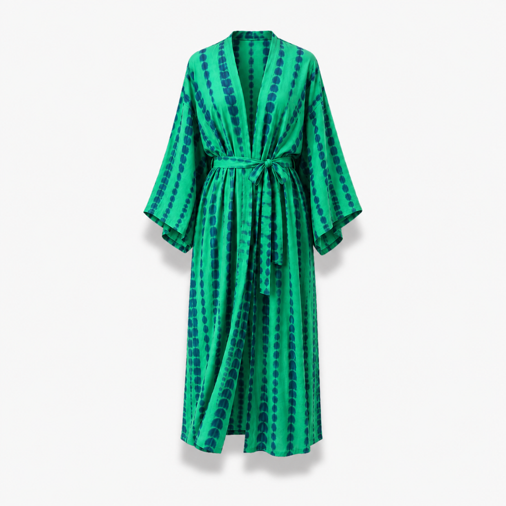 Kimono Femme Long Tie & Dye Jaune Safran | Kasumi