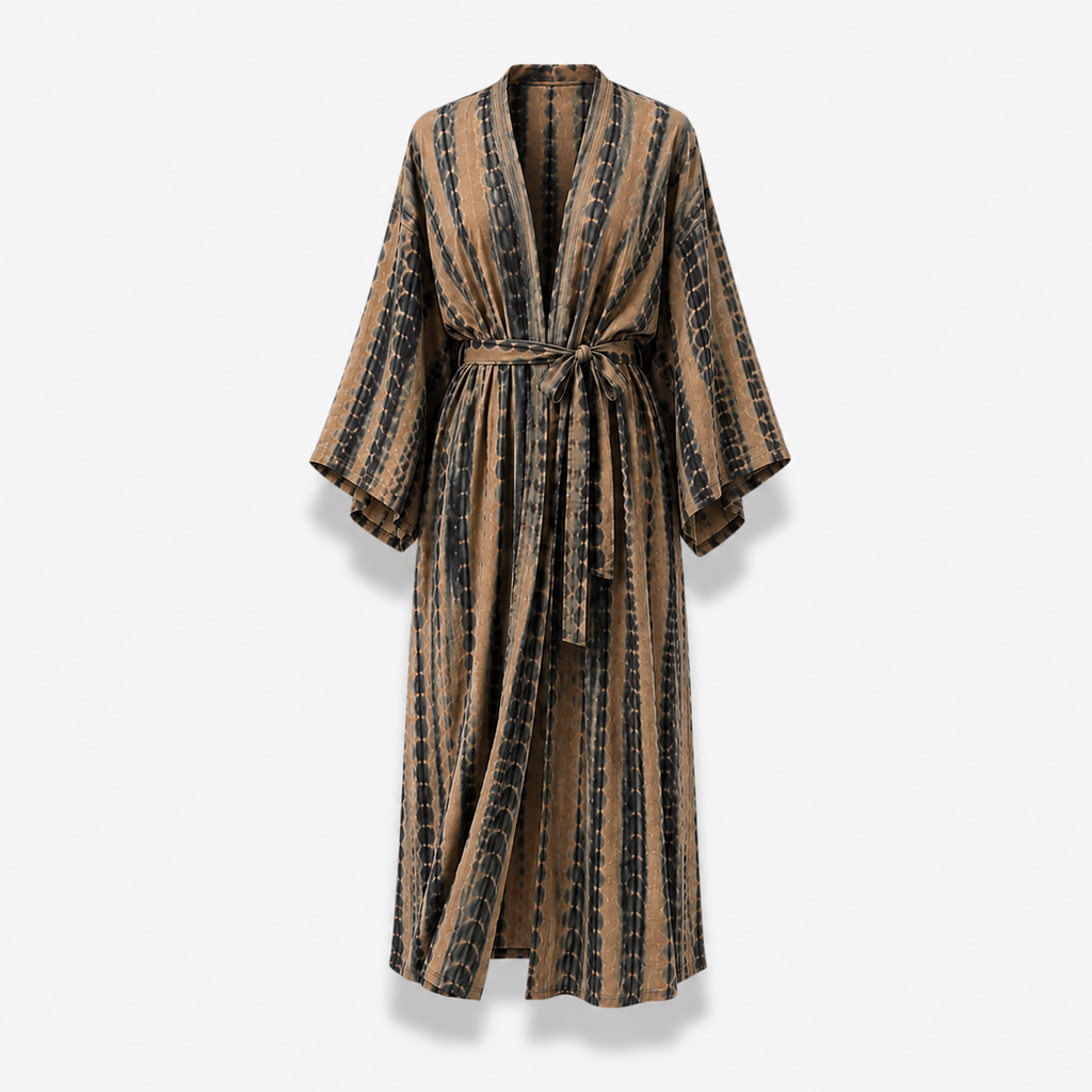 Kimono Femme Long Tie & Dye Jaune Safran | Kasumi