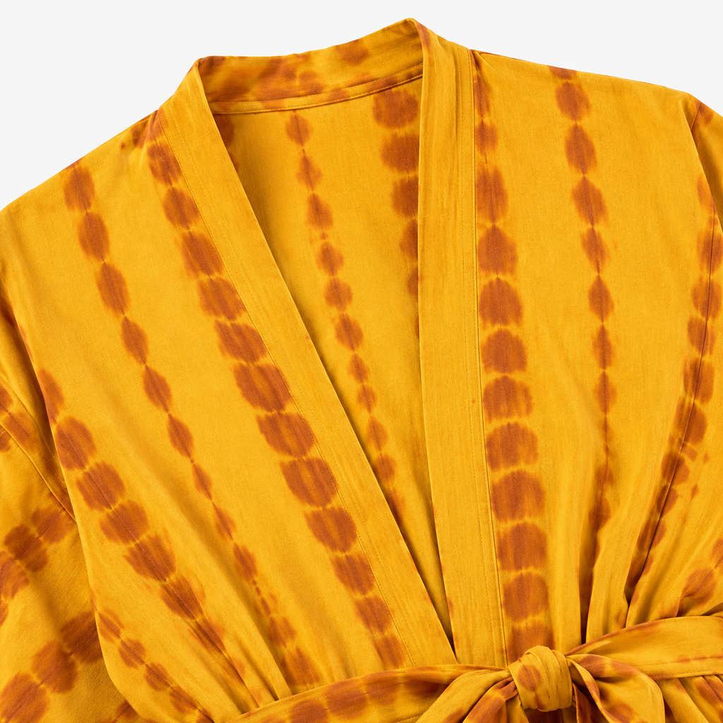 Kimono Femme Long Tie & Dye Jaune Safran | Kasumi