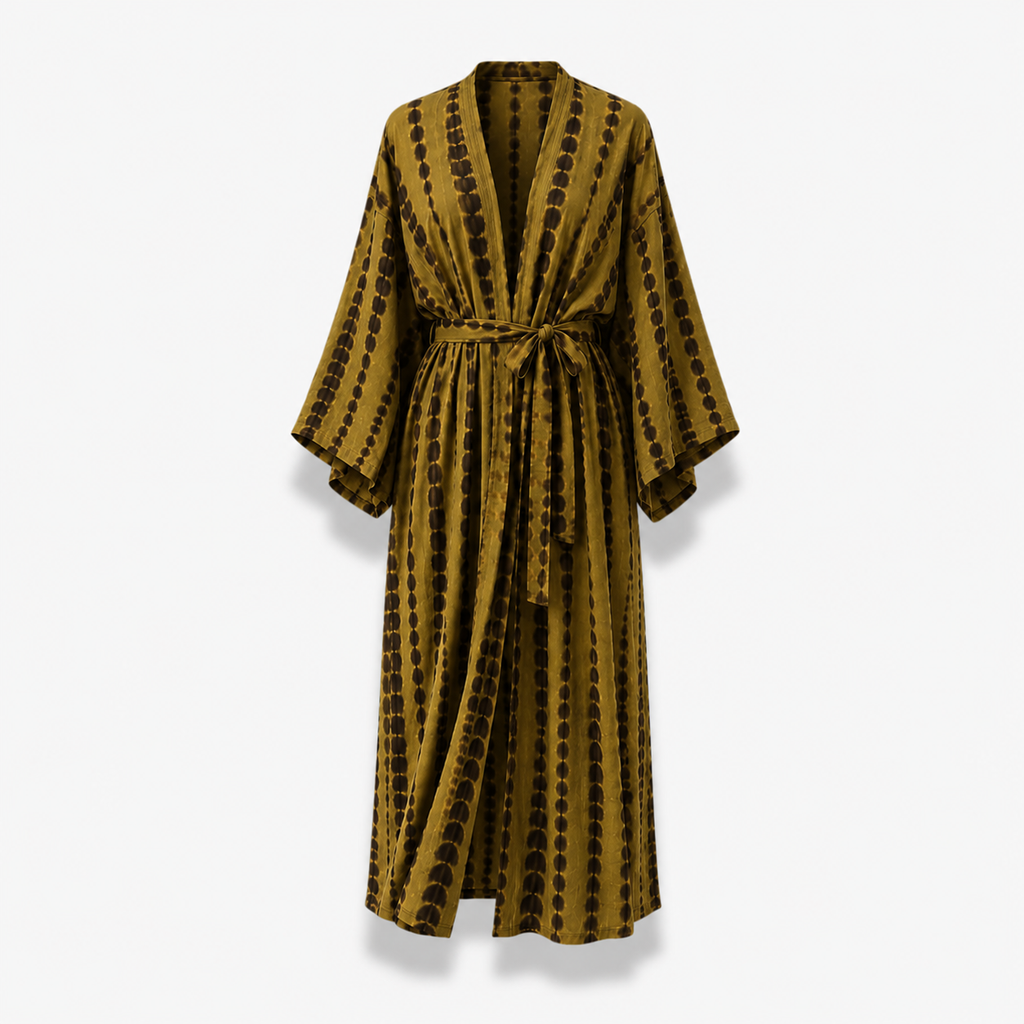 Kimono Femme Long Tie & Dye Jaune Safran | Kasumi