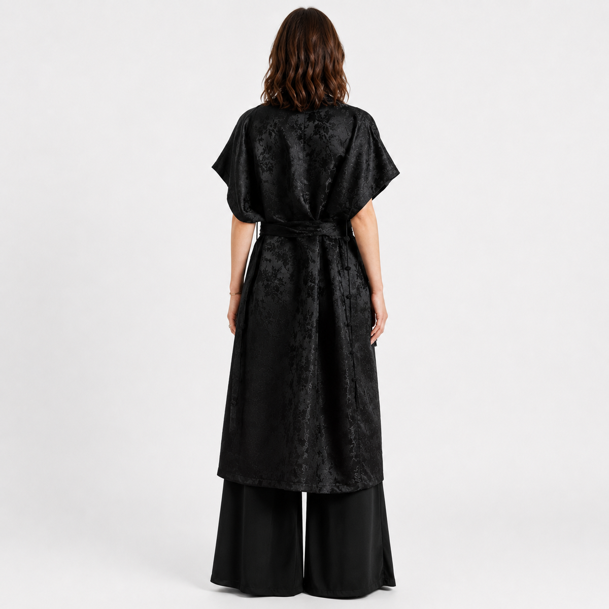 Kimono Femme Noir Long Japonais | Kasumi