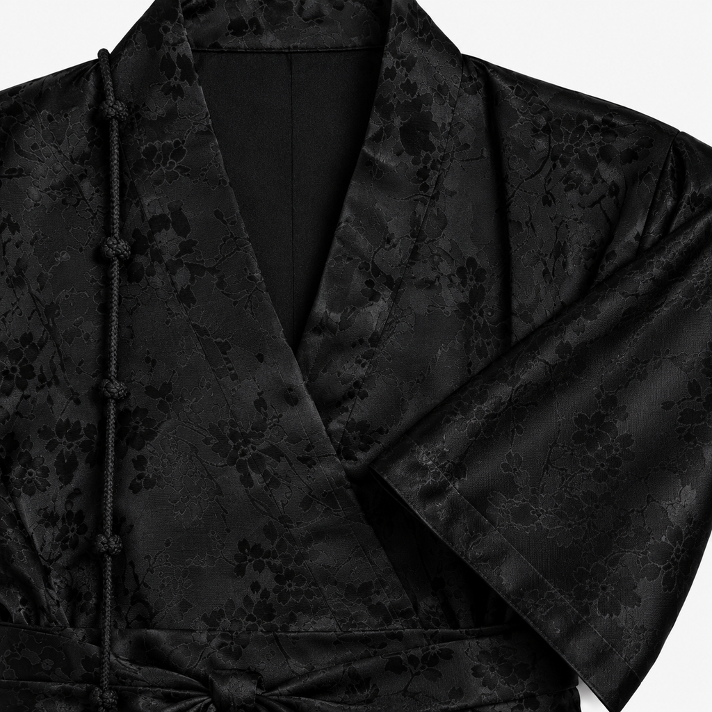 Kimono Femme Noir Long Japonais | Kasumi