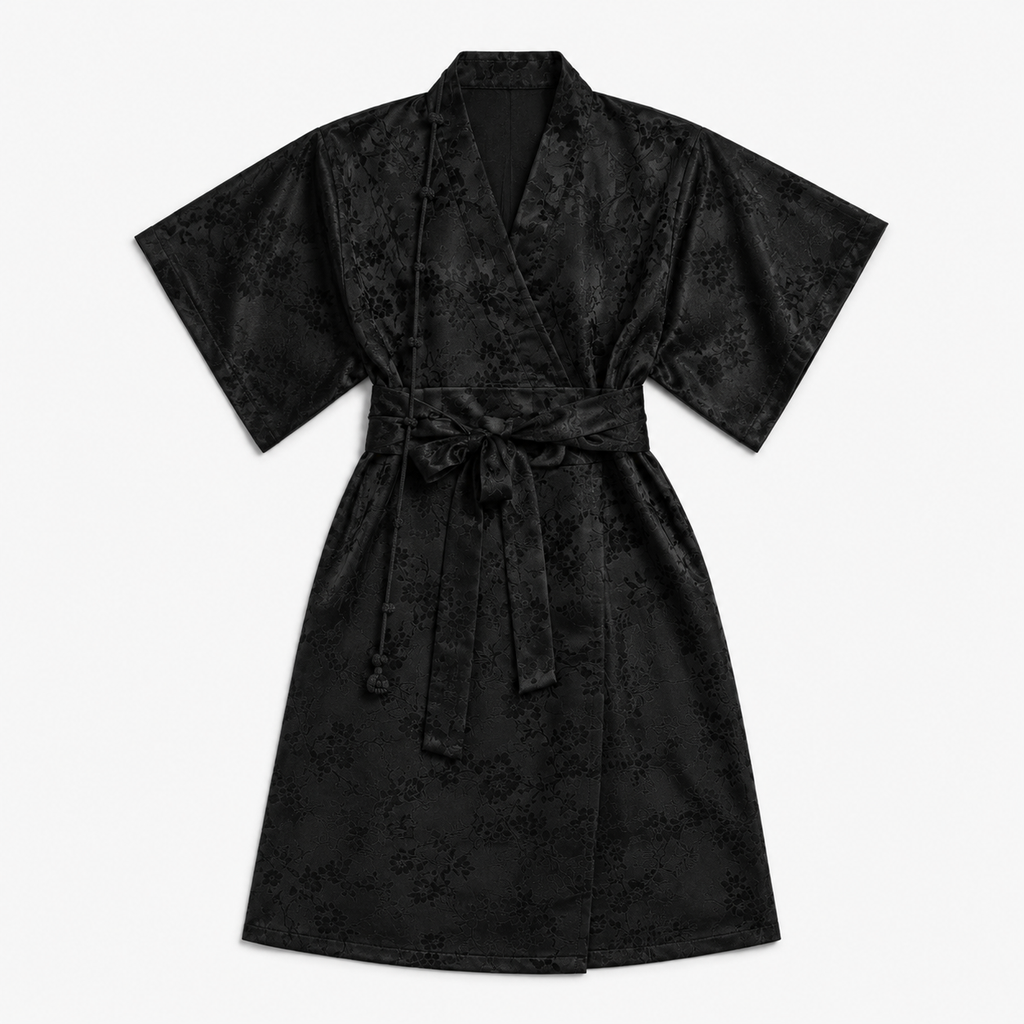 Kimono Femme Noir Long Japonais | Kasumi