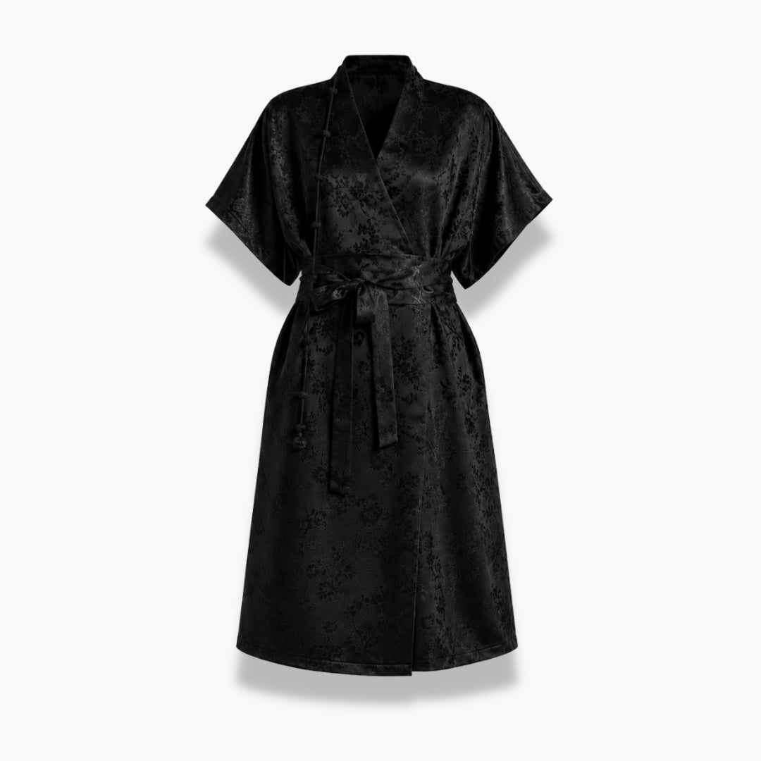 Kimono Femme Noir Long Japonais | Kasumi
