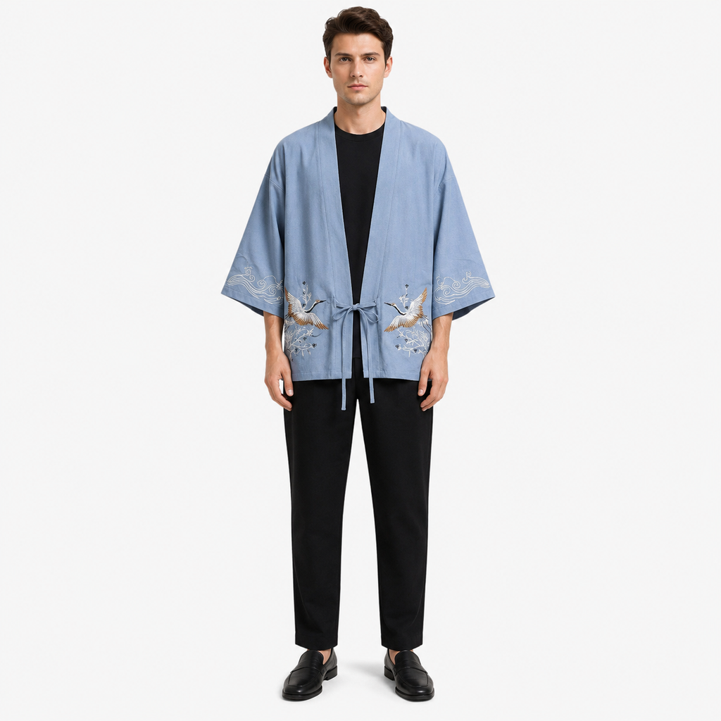 Kimono Homme Coton Bleu Japonais | Ryūsei