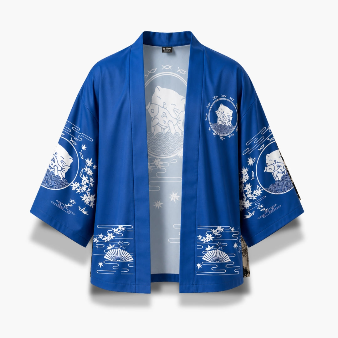 Kimono Homme Japonais Bleu Court | Hayate
