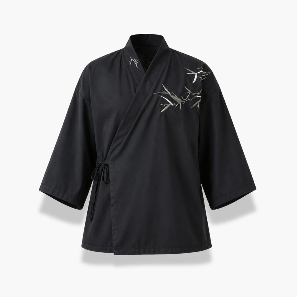 Kimono Homme Japonais Court Noir et Blanc | Hayate
